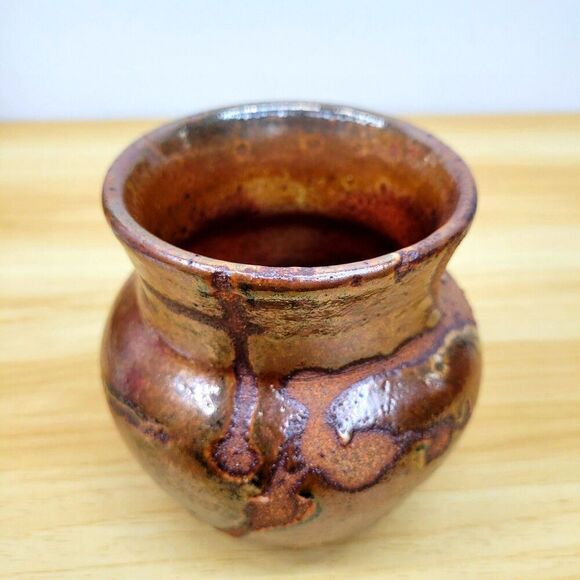 Tom Gray Pottery “TGP” Studio Vase • Seagrove NC • Rustic Earth Tone-Glazed - Picture 5 of 12